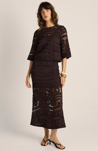 Gaia Lace Skirt - Chocolate