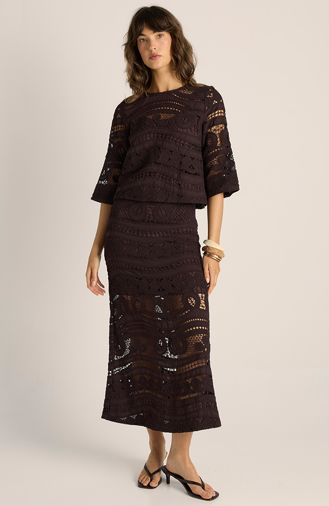 Gaia Lace Skirt - Chocolate