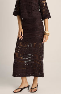 Gaia Lace Skirt - Chocolate
