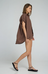 Georgie Linen Shirt - Chocolate