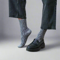 Glitter Lurex Socks - Leopard Grey