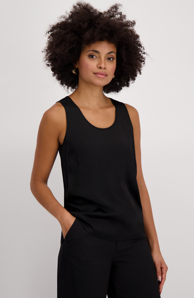 Ava Satin Tank - Black