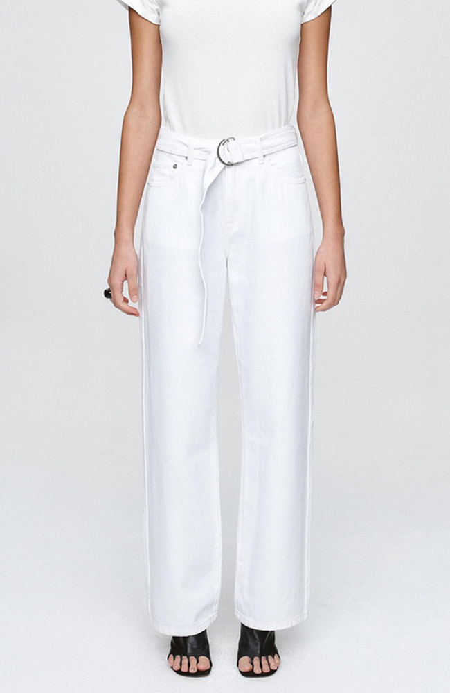 Belted Wide Leg Jean - Blanc