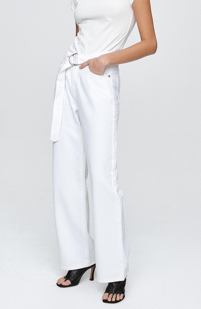 Belted Wide Leg Jean - Blanc
