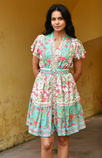 Hummingbird Mini Dress - Green