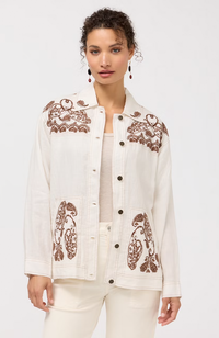 Linen Trapunto Chore Jacket - White
