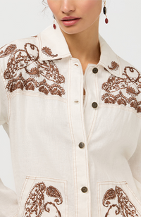 Linen Trapunto Chore Jacket - White