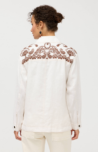 Linen Trapunto Chore Jacket - White