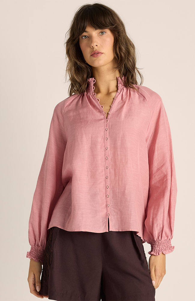 Lani Shirred Blouse - Dusty Rose