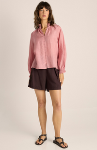 Lani Shirred Blouse - Dusty Rose