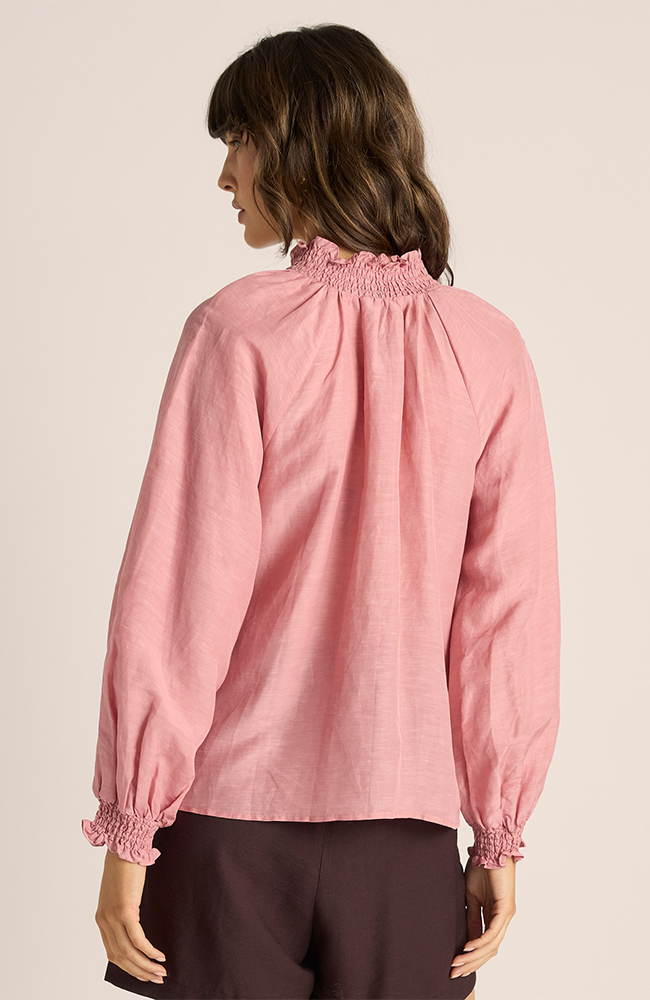 Lani Shirred Blouse - Dusty Rose