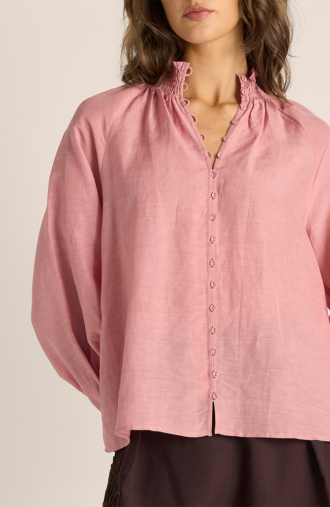 Lani Shirred Blouse - Dusty Rose