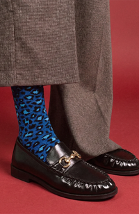 Glitter Lurex Socks - Leopard Night Blue