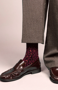 Glitter Lurex Socks - Leopard Burgundy