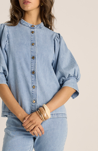 Lila Denim Balloon Shirt - Light Wash