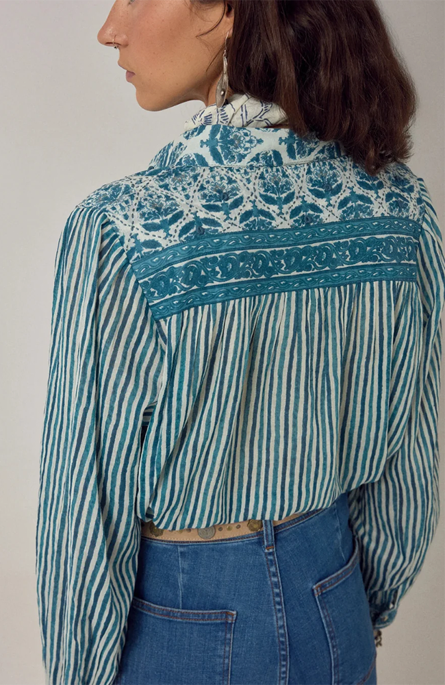 Maria Shirt - Blue Ink Mediterranean Stripes