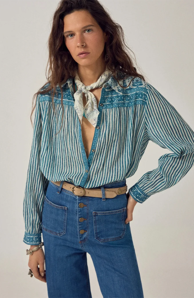 Maria Shirt - Blue Ink Mediterranean Stripes