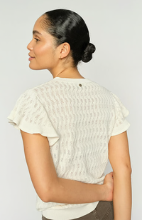 Ganna Pattern O-neck Knit Top - Ecru