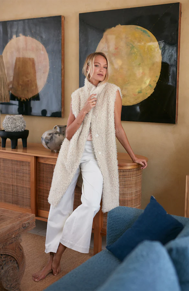 Ellen Long Vest - Ivory
