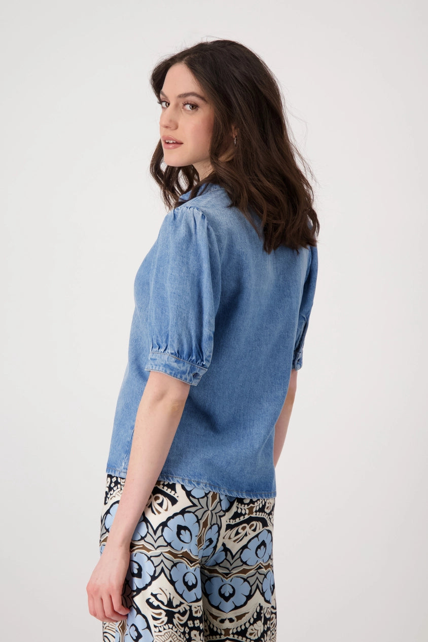 Round Neck Blouse - Chambray