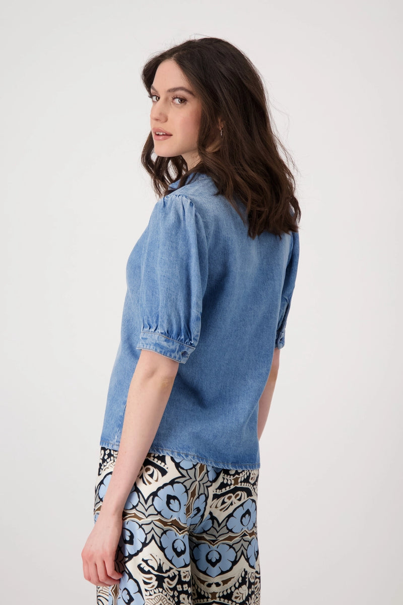 Round Neck Blouse - Chambray