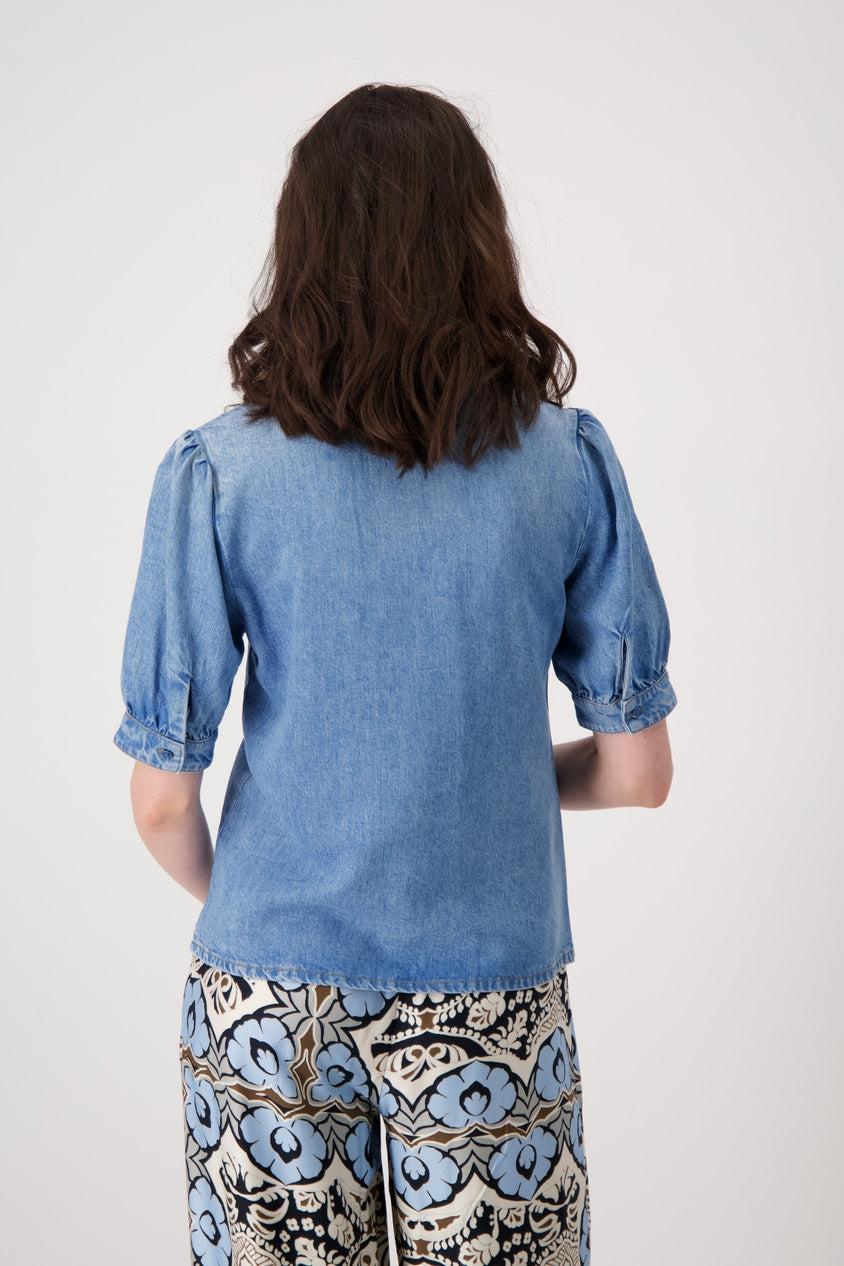 Round Neck Blouse - Chambray