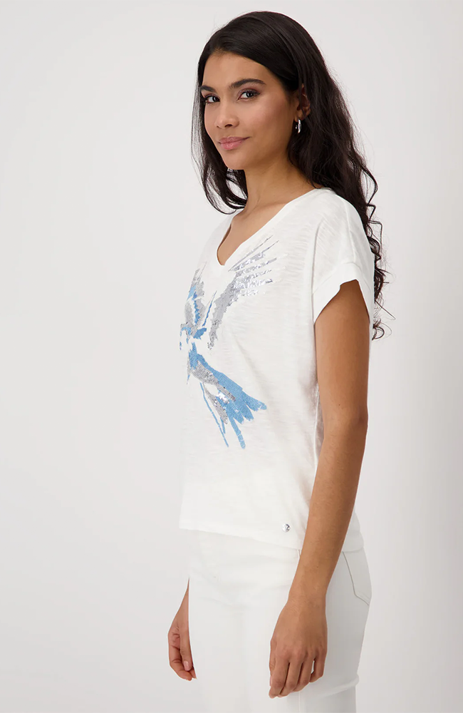 T-Shirt Sequins Parrot - Off White