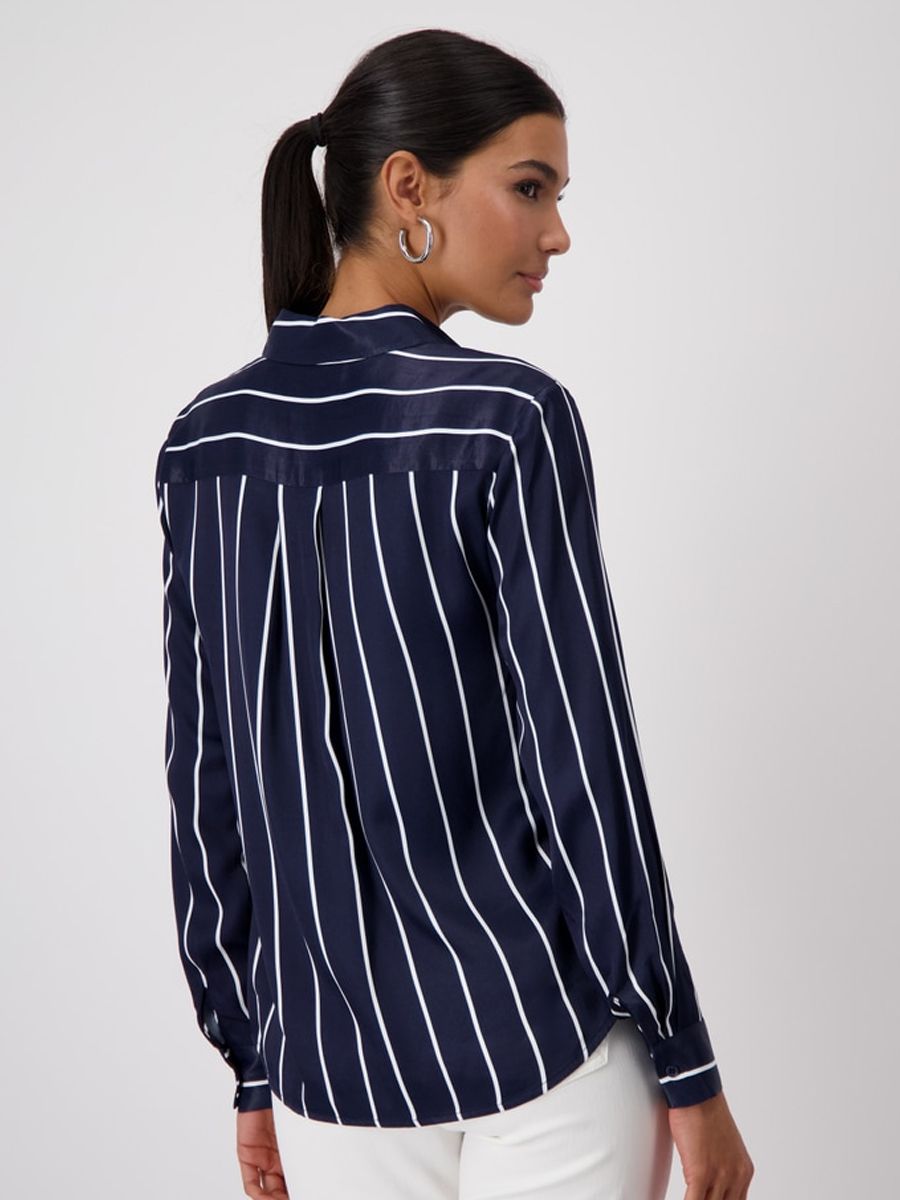 Striped Satin Blouse - Ocean
