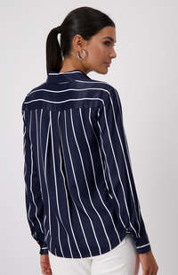 Striped Satin Blouse - Ocean