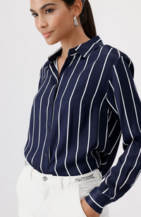 Striped Satin Blouse - Ocean