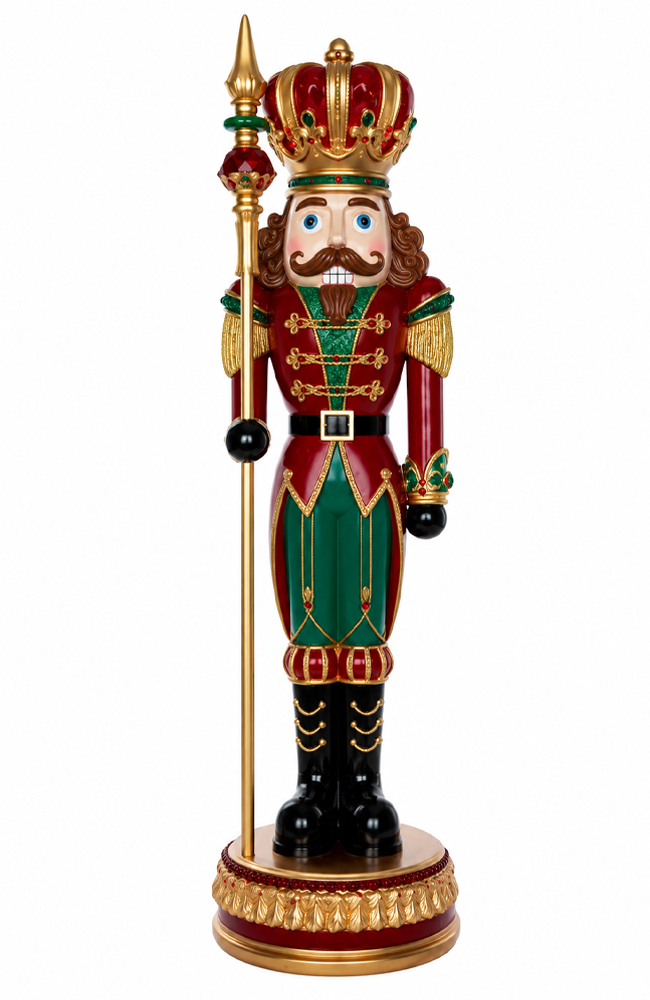 Nutcracker with Staff - Burgundy