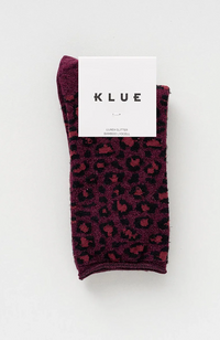 Glitter Lurex Socks - Leopard Burgundy