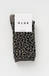 Glitter Lurex Socks - Leopard Dark Green