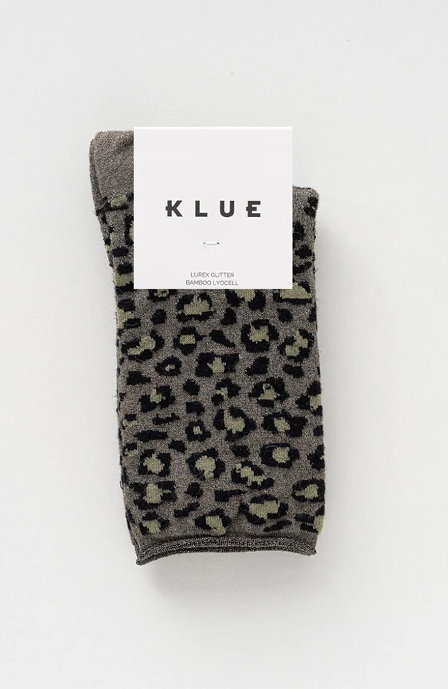 Glitter Lurex Socks - Leopard Dark Green