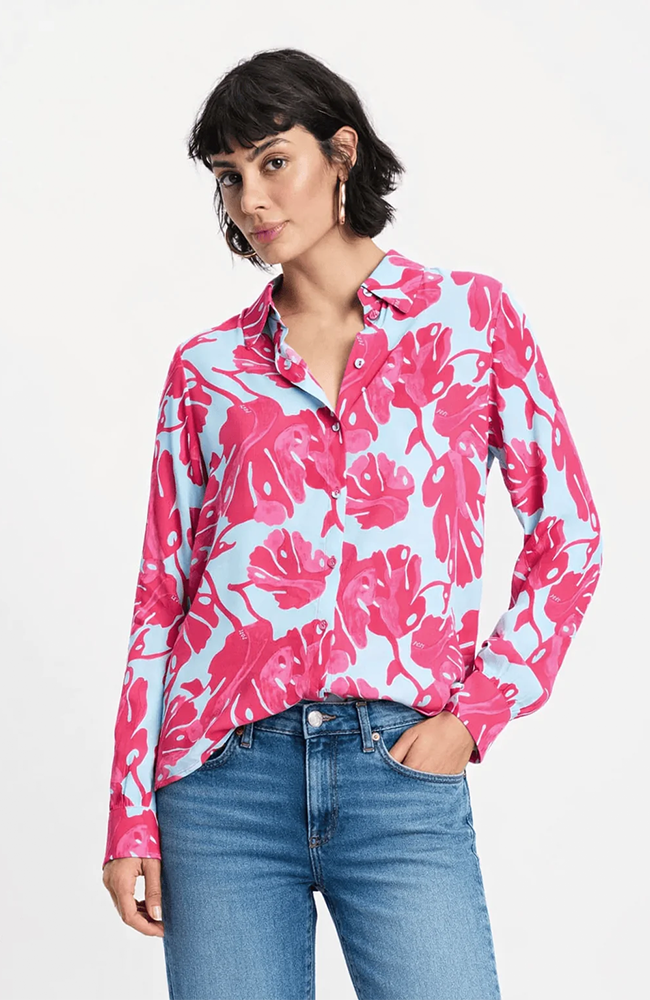 Mila Blouse - Urban Flora Blue