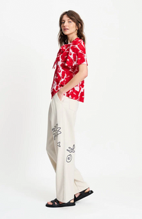 Crinkle Bubble Top - Bloom Red