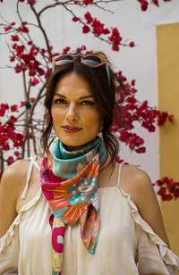 Satin Square Scarf - Modern Floral
