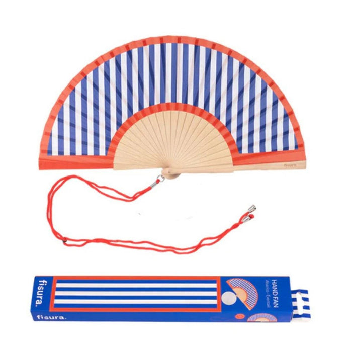 Hand Fan w/ Gift Box - Red&Blue Stripes