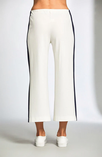 Side Stripe Crop Trouser - Ecru/Navy