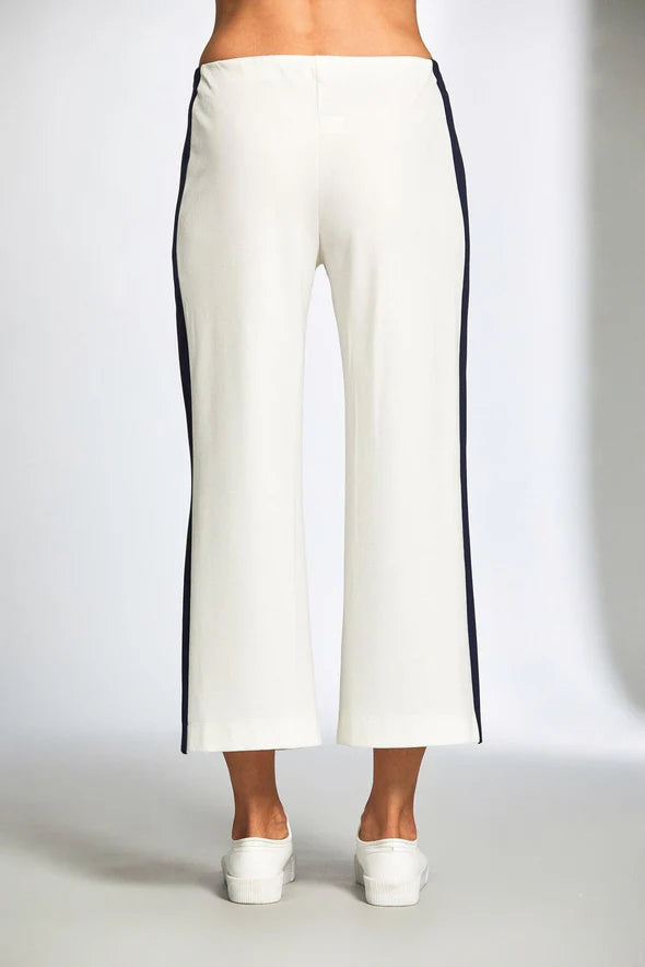 Side Stripe Crop Trouser - Ecru/Navy