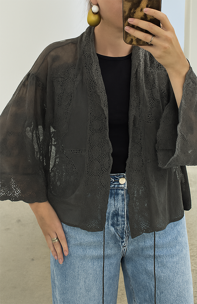 Sandra Patched Kimono - Sanded Black