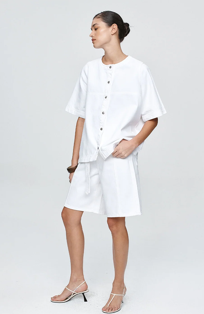 Short Sleeve Seam Shirt - Blanc