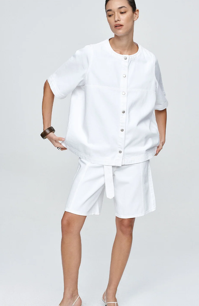 Short Sleeve Seam Shirt - Blanc