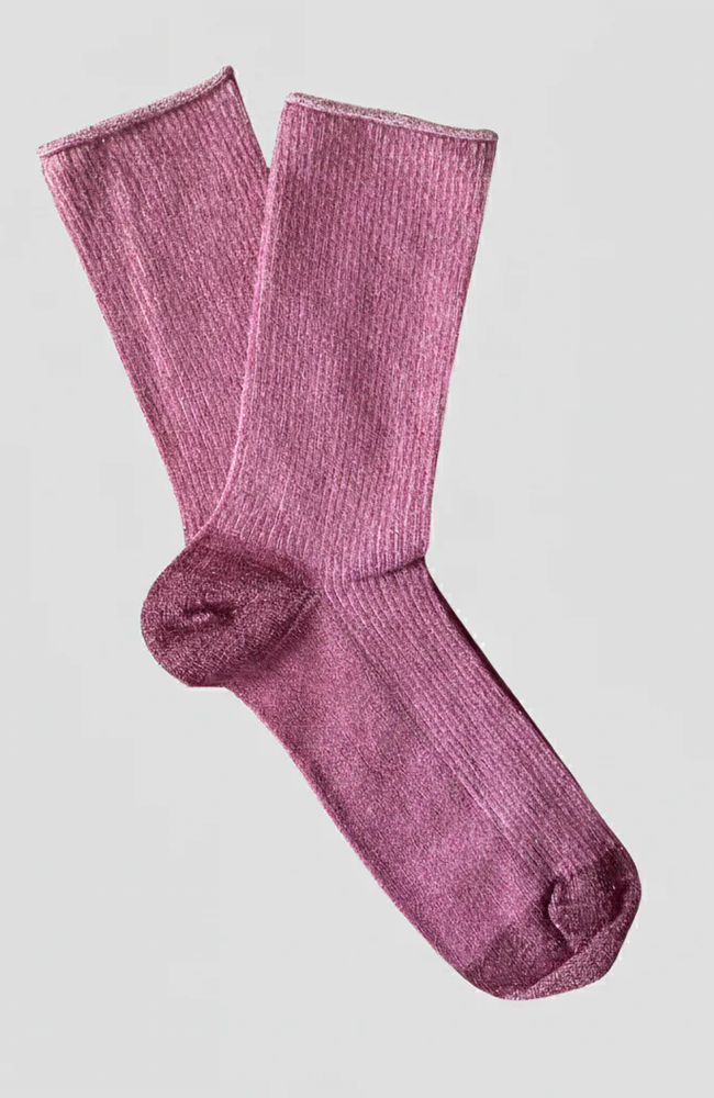 Glitter Lurex Socks - Strawberry Red