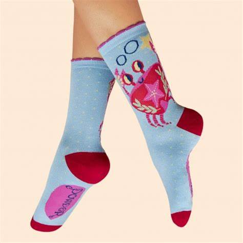 Seafaring Crab Socks - Cornflower Blue