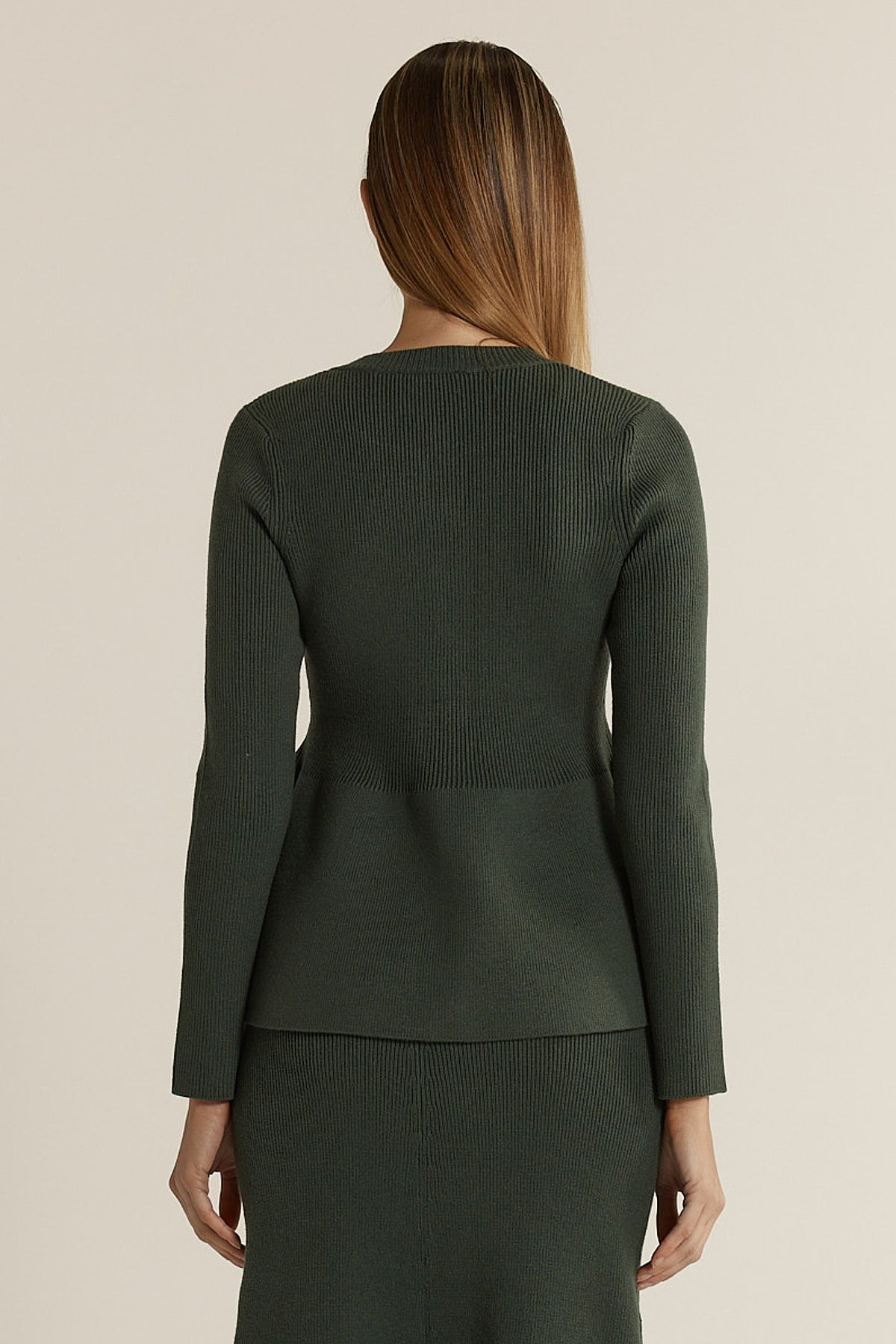Vale Peplum Cardigan - Khaki