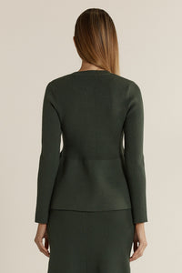 Vale Peplum Cardigan - Khaki