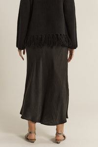 Anya Bias Cut Skirt - Black