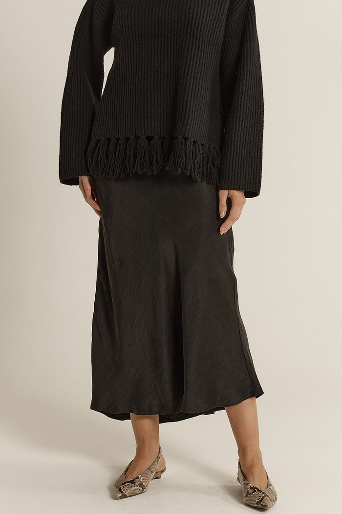 Anya Bias Cut Skirt - Black
