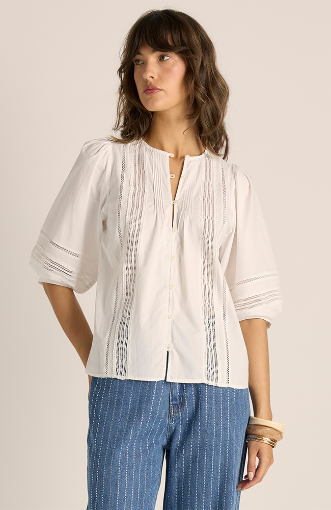 Freya Lace Trim Blouse - White